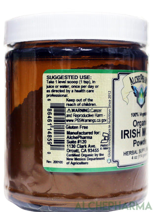 Irish Moss Leaf Powder, Pure, Certified Organic, Vegan, Chondrus crispus ( In Glass )-AlchePharma