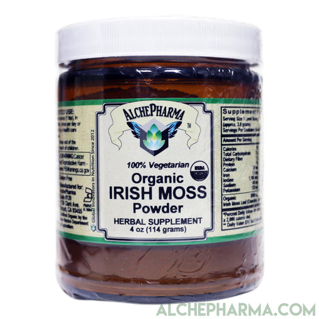 Irish Moss Leaf Powder, Pure, Certified Organic, Vegan, Chondrus crispus ( In Glass )-AlchePharma