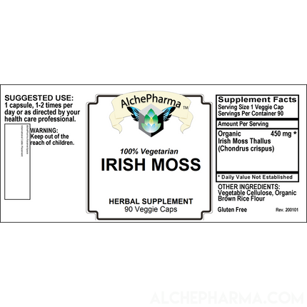 Irish Moss ( Organic Irish Moss Thallus) 450mg Vcaps-Herbs-AlchePharma