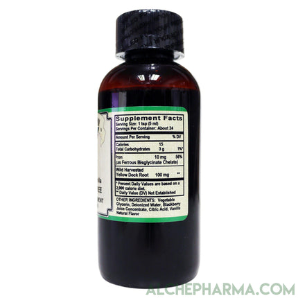 Iron Liquid ( Gentle High Absorption Ferrous Bisglycinate Chelate) Blackberry Vanilla 4 fl oz 24 servings-Minerals-AlchePharma