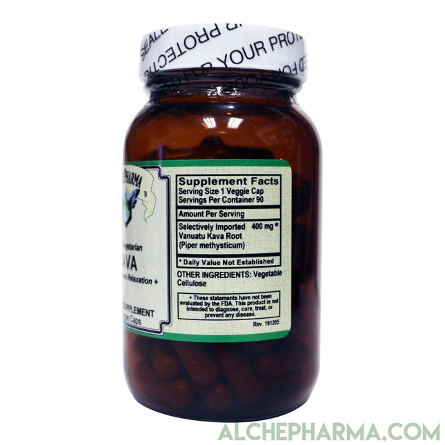 Kava Root 100% Pure, ( Nobel Vanuatu Kava Root ) 400mg 90 Veg Caps Piper methysticum-Herb-AlchePharma
