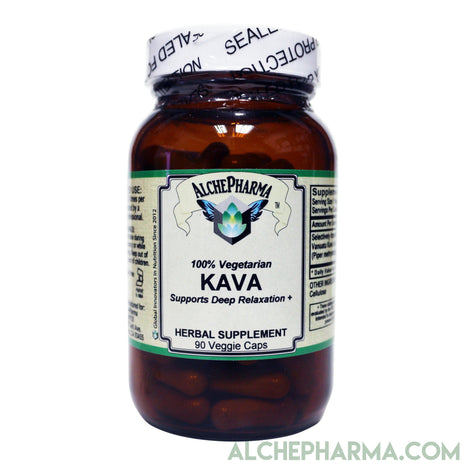 Kava Root 100% Pure, ( Nobel Vanuatu Kava Root ) 400mg 90 Veg Caps Piper methysticum-Herb-AlchePharma