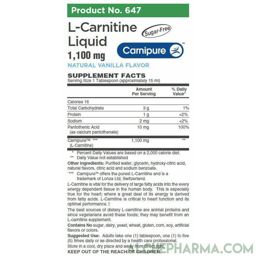 L-Carnitine Liquid 1,100 mg utilizing Carnipure a special grade of L- AlchePharma L-Carnitine Liquid 1,100 mg utilizing Carnipure a special grade of L- AlchePharma