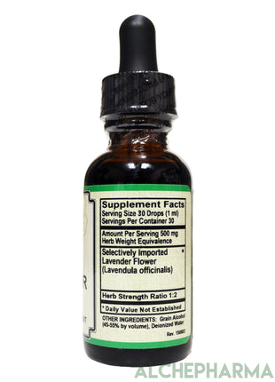 Lavender Flower Tincture ( PARVE ) 1 oz. [ 30 drops = 500 mg Herb Weight Equivalence ] 30 servings-Tinctures-AlchePharma
