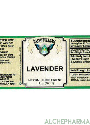 Lavender Flower Tincture ( PARVE ) 1 oz. [ 30 drops = 500 mg Herb Weight Equivalence ] 30 servings-Tinctures-AlchePharma