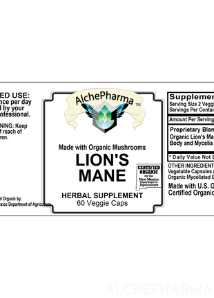 Lion's Mane Mushroom - Organic Blend of Fruiting Body and Mycelia-Medicinal Mushrooms-AlchePharma