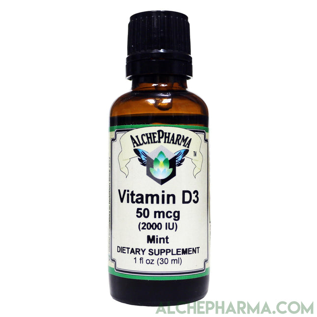 Liquid Vitamin D3 2000IU/50mcg Drops- Unflavored & Flavored with natural essential oils-AlchePharma