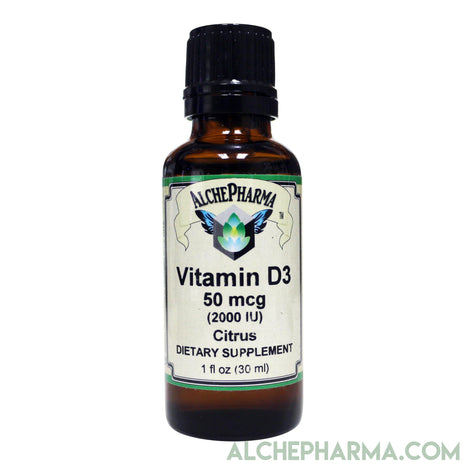 Liquid Vitamin D3 2000IU/50mcg Drops- Unflavored & Flavored with natural essential oils-AlchePharma