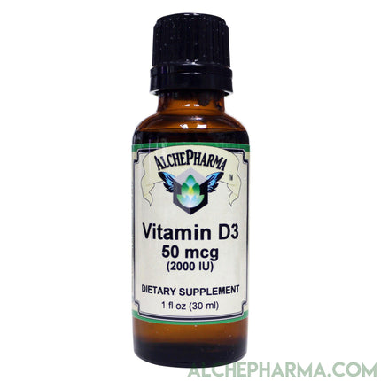 Liquid Vitamin D3 2000IU/50mcg Drops- Unflavored & Flavored with natural essential oils-AlchePharma