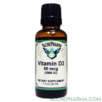 Liquid Vitamin D3 2000IU/50mcg Drops- Unflavored & Flavored with natural essential oils-AlchePharma