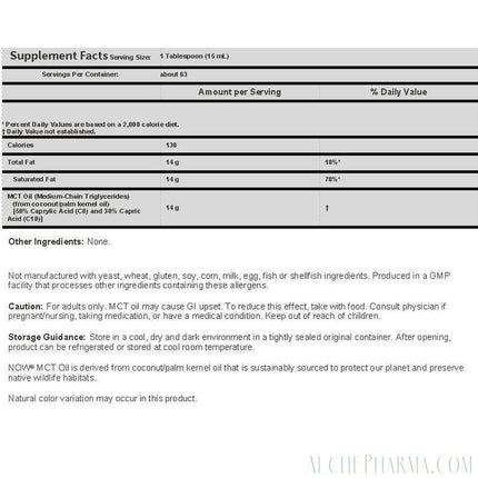 MCT Oil 100% Pure Hexane Free Derived from Coconut/Palm oil sustainably sourced-Weight Management-AlchePharma