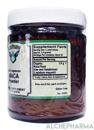 Maca Root Powder 4oz- 100% Organic, 100% pure, 100% Vegetarian, 100% Organic- Raw and Gelatinized ( Great Tasting )-maca-AlchePharma