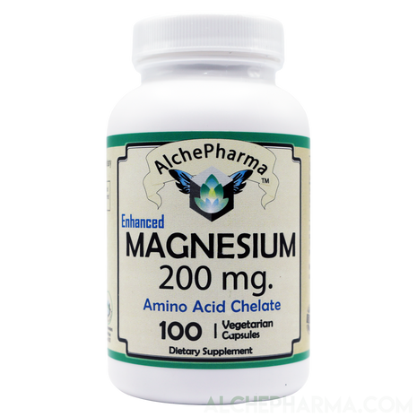 Magnesium Enhanced 100% Rice Protein Chelate 200 mg Vcaps (New Formula)-Magnesium-AlchePharma
