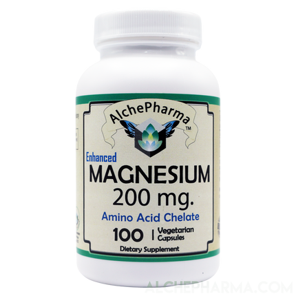 Magnesium Enhanced 100% Rice Protein Chelate 200 mg Vcaps (New Formula)-Magnesium-AlchePharma