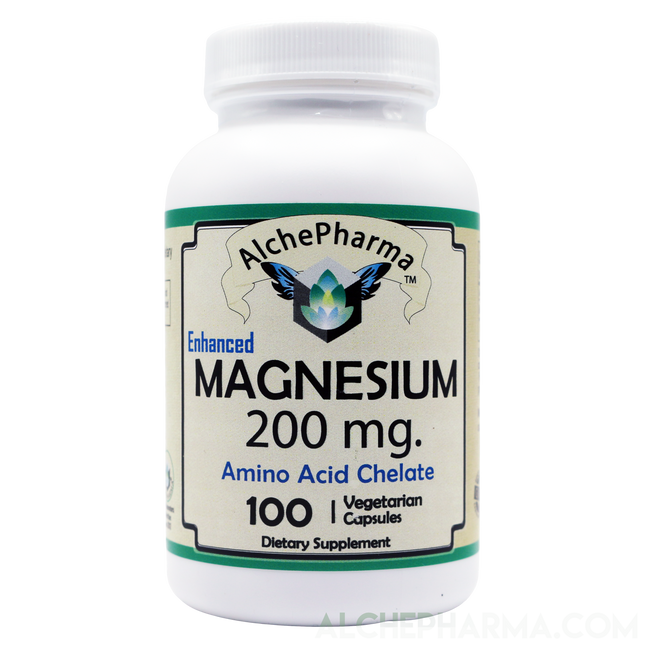 Magnesium Enhanced 100% Rice Protein Chelate 200 mg Vcaps (New Formula)-Magnesium-AlchePharma