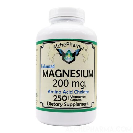 Magnesium Enhanced 100% Rice Protein Chelate 200 mg Vcaps (New Formula)-Magnesium-AlchePharma