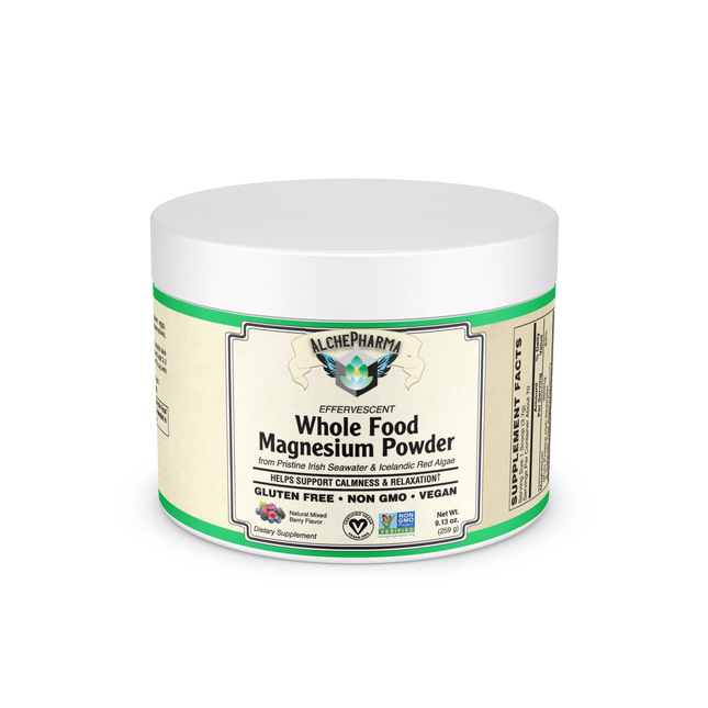 Magnesium Powder from Whole Food ( Icelandic Red Algae) Effervescent, Certified Vegan-Minerals-AlchePharma