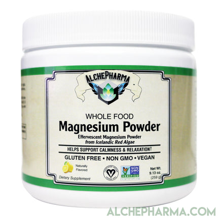 Magnesium Powder from Whole Food ( Icelandic Red Algae) Effervescent, Certified Vegan-Minerals-AlchePharma