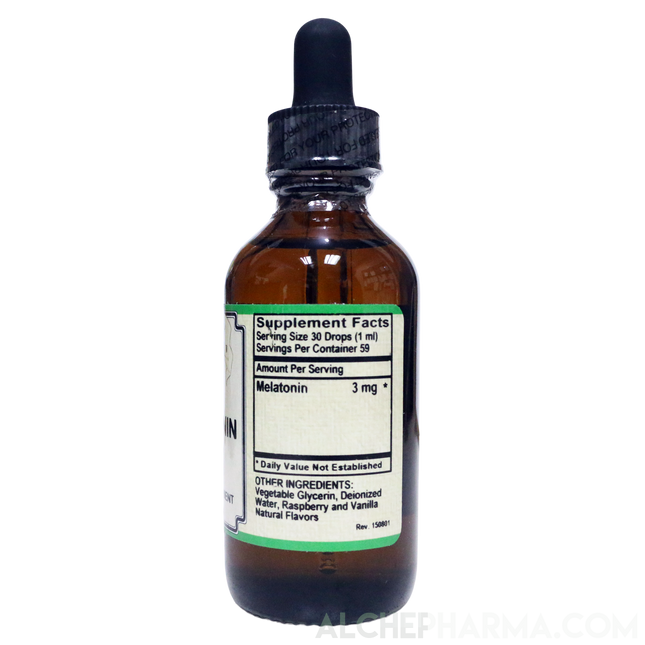 Melatonin Liquid 3mg -( per 30 drops ) Natural Raspberry and Vanilla Flavor PARVE K-1604-Melatonin-AlchePharma