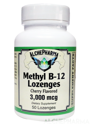 Methyl B-12, 3,000mcg w/ Folic Acid Biotin and B-6 Lozenges-AlchePharma