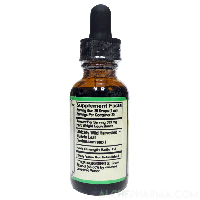 Mullein Leaf Tincture ( Wild Harvested Verbascum spp. ) HSR 1:3 Parve K-1604-AlchePharma