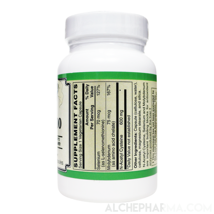 N-acetyl cysteine (NAC) 600mg Active w/ Co-Factors L-Selenomethione and Molybdenum-amino acid-AlchePharma