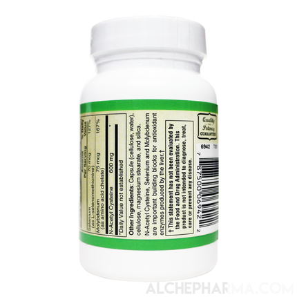 N-acetyl cysteine (NAC) 600mg Active w/ Co-Factors L-Selenomethione and Molybdenum-amino acid-AlchePharma