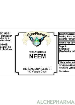 Neem Capsules 500mg (Organic Azadirachta Indica) - 90 Veggie Caps-Herb-AlchePharma