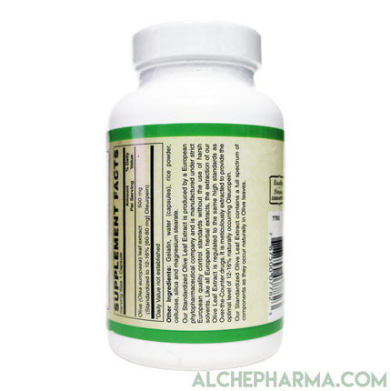 Olive Leaf Extract-500mg European Standardized to 12%-16% oleuropein (60-80mg per capsule)-Herbs-AlchePharma