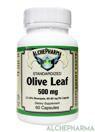 Olive Leaf Extract-500mg European Standardized to 12%-16% oleuropein (60-80mg per capsule)-Herbs-AlchePharma