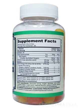 Omega + DHA ( Algae and Chia Seed Based ) Vegetarian Gummies-Vitamins & Supplements-AlchePharma
