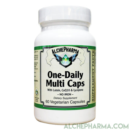 One-Daily Multivitamin Capsules (IRON-FREE) - with FloraGLO® lutein, CoQ10, & Lyc-O-Mato® lycopene-Multi Vitamin-AlchePharma