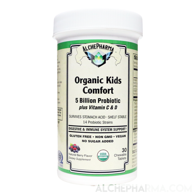 Organic Kids Comfort ( Comprehensive Probiotic -USDA Organic ) Vegan Chewable-Probiotic-AlchePharma