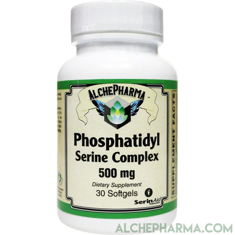 Phosphatidylserine Complex 500mg. SerinAID®, is the most well studied form of PS available-Memory-AlchePharma-30 Softgels-AlchePharma