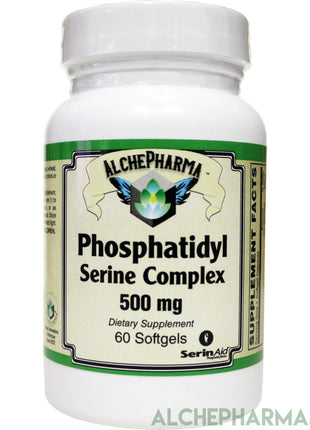 Phosphatidylserine Complex 500mg. SerinAID®, is the most well studied form of PS available-Memory-AlchePharma-60 Softgels-AlchePharma