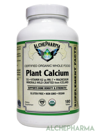Plant Calcium ( Whole Food ) Certified Organic 1000mg. Elemental Calcium Per Serving-Mineral-AlchePharma