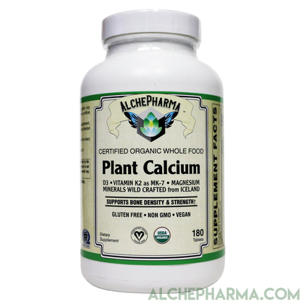 Plant Calcium ( Whole Food ) Certified Organic 1000mg. Elemental Calcium Per Serving-Mineral-AlchePharma