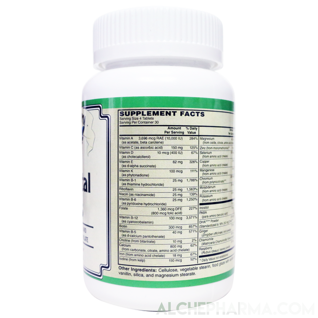 Prenatal Plus (Optimized) 4 tablet/day comprehensive formula-AlchePharma