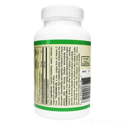 PureWay-C®( contains Vitamin C bound to lipid metabolites) - Non-Acidic 500 mg Caps-Anti-Oxidant-AlchePharma