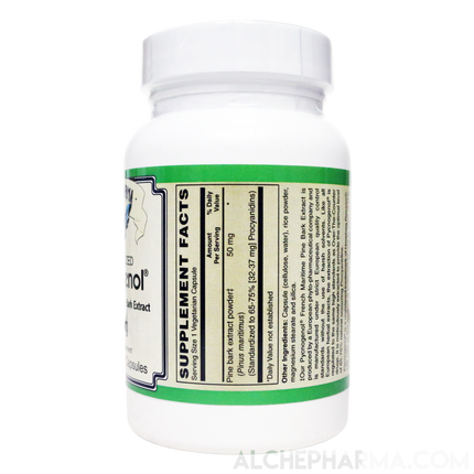 Pycnogenol® High Grade Standardized to 65-75% Procyanidins 50mg - Vcaps-Herb-AlchePharma