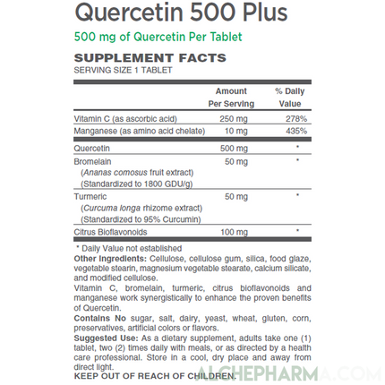 Quercetin 500 mg-Plus ( Bromelain, Turmeric, Manganese, Vit. C )-AlchePharma