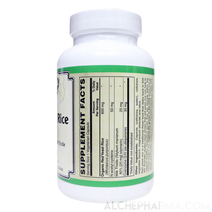 Red Yeast Rice Plus, 600mg ( Organically Grown - Citrinin Free )-Herb-AlchePharma