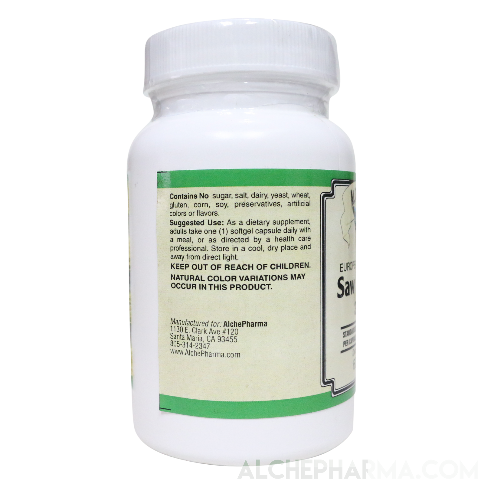 Saw Palmetto Extract 320 mg. ( European Standardized to 8595 Fatty