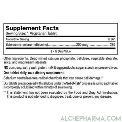 Selenium ( L-selenomethionine ) natural food-form of selenium Sol-U-Tab® enhanced-Minerals-AlchePharma