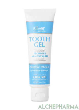 Silver Biotics brand Silver Tooth Gel promotes healthy gums infused with SilverSol Natural Glacial Mint Flavor
