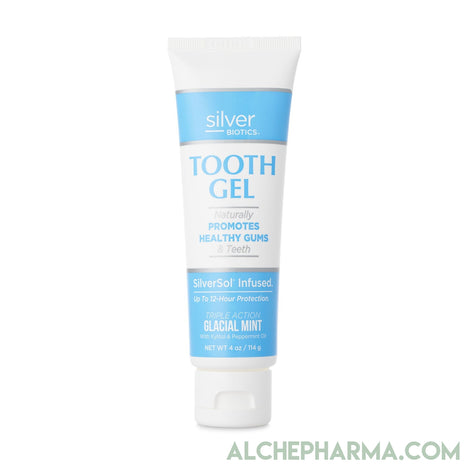 Silver Biotics brand Silver Tooth Gel promotes healthy gums infused with SilverSol Natural Glacial Mint Flavor