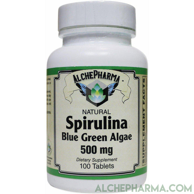 Spirulina Natural  (Blue Green Algae) 500 mg 100 Tablets - AlchePharma