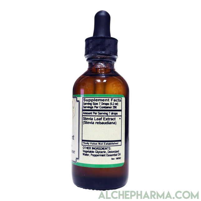 Stevia Peppermint Liquid (Voted Best Tasting) 290 Servings 2 oz, w/ Peppermint Essential Oils-Sweeteners-AlchePharma