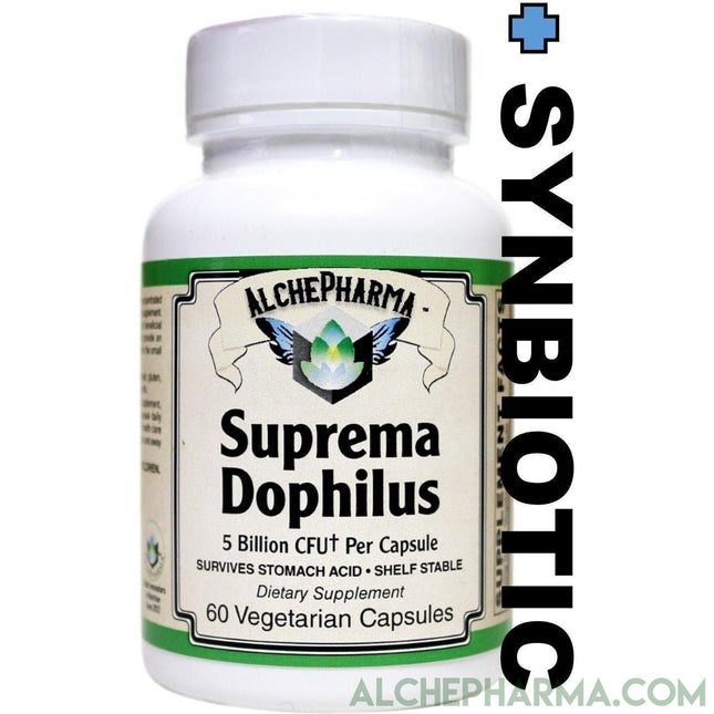 Suprema Dophilus Authentic ( Danisco -BEARS- Poly Matrix Stomach Acid Resistant Strains ) w/ arabinogalactans-Probiotics-AlchePharma-60 Veg Caps-AlchePharma