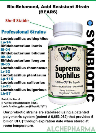 AP Suprema Dophilus , Veg Caps, Stomach Acid Resistant Strains - AlchePharma